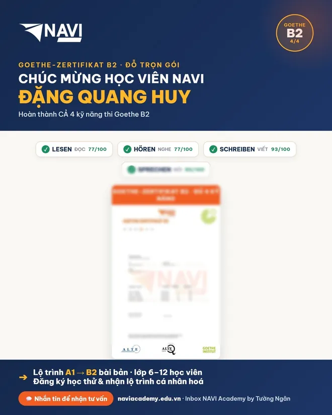 Học viên NAVI vinh danh đạt chứng chỉ Goethe B2