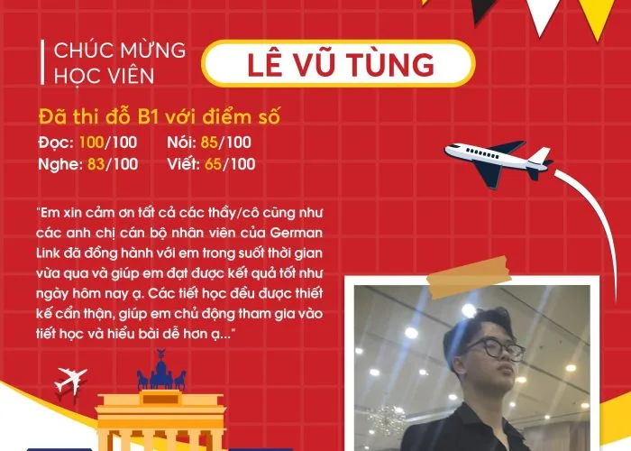 Chúc mừng học viên Lê Vũ Tùng đã chinh phục thành công kỳ thi B1 với kỹ năng Đọc đạt điểm tuyệt đối