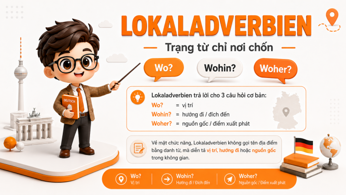 Tổng quan Lokaladverbien trong tiếng Đức với ba câu hỏi Wo Wohin Woher