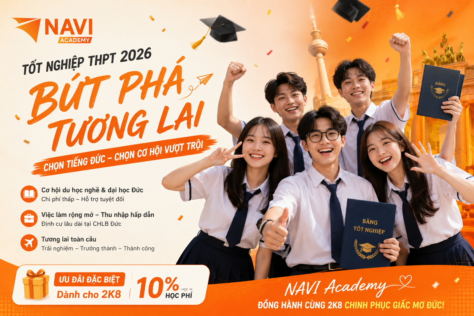 Tốt nghiệp THPT 2026 - Bút phá tương lai với NAVI Academy: ưu đãi 10% học phí cho 2K8