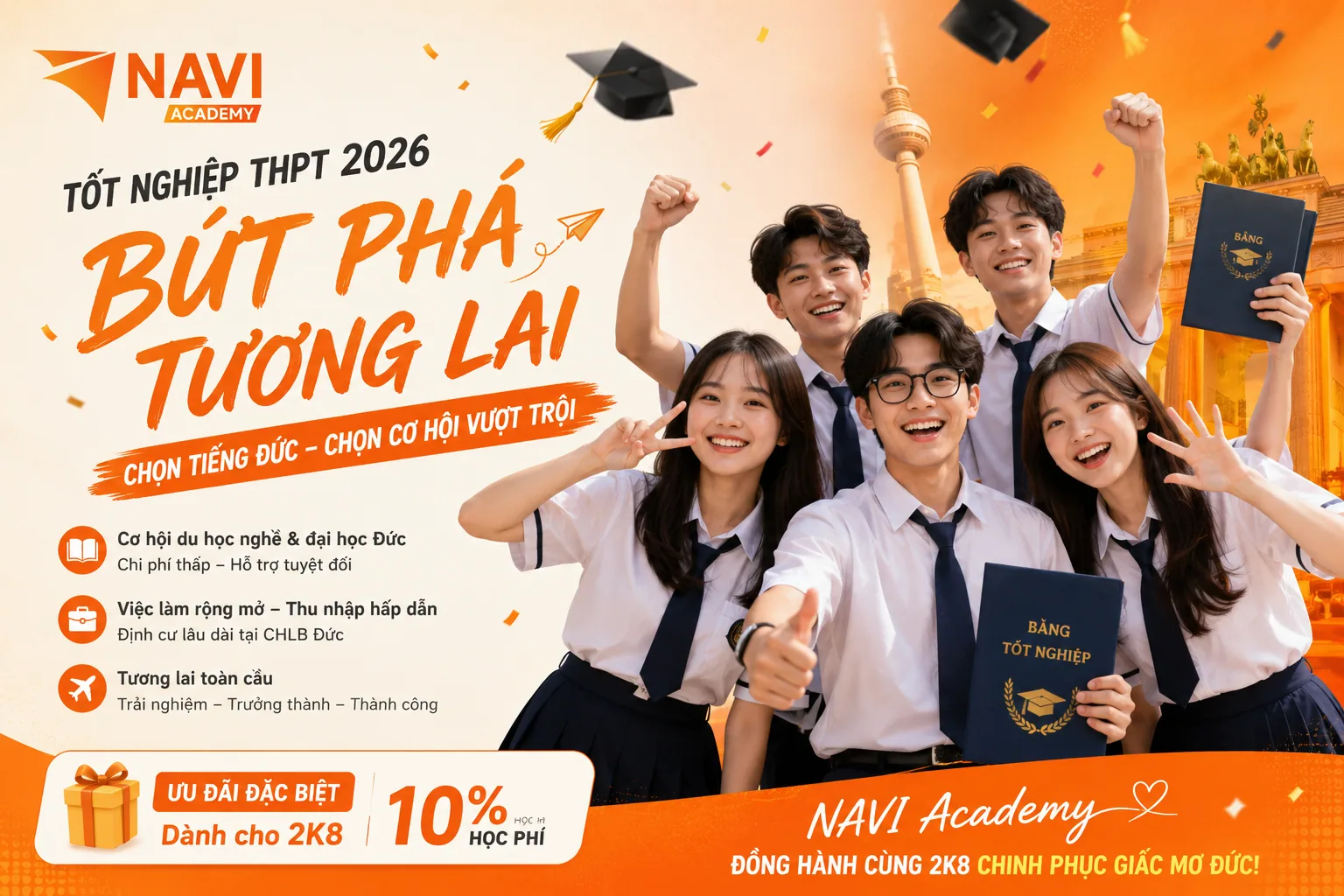 Tốt nghiệp THPT 2026 - Bút phá tương lai với NAVI Academy: ưu đãi 10% học phí cho 2K8