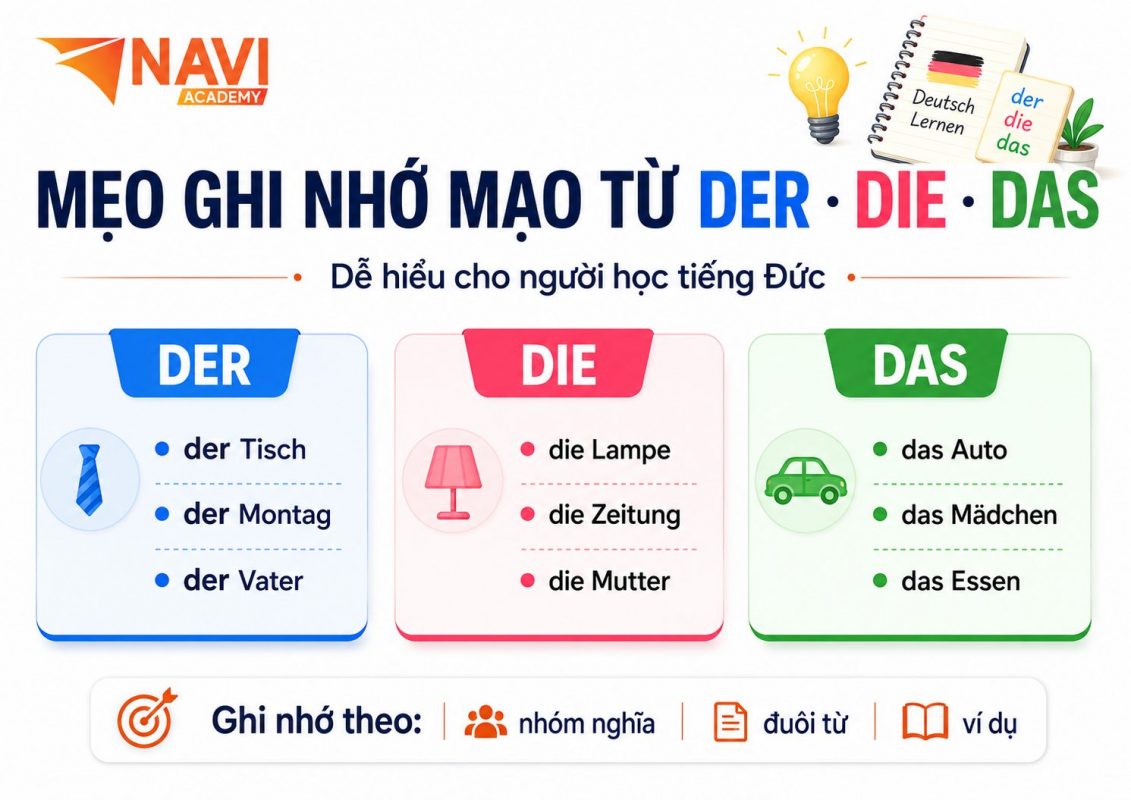 Mẹo ghi nhớ mạo từ der die das trong tiếng Đức