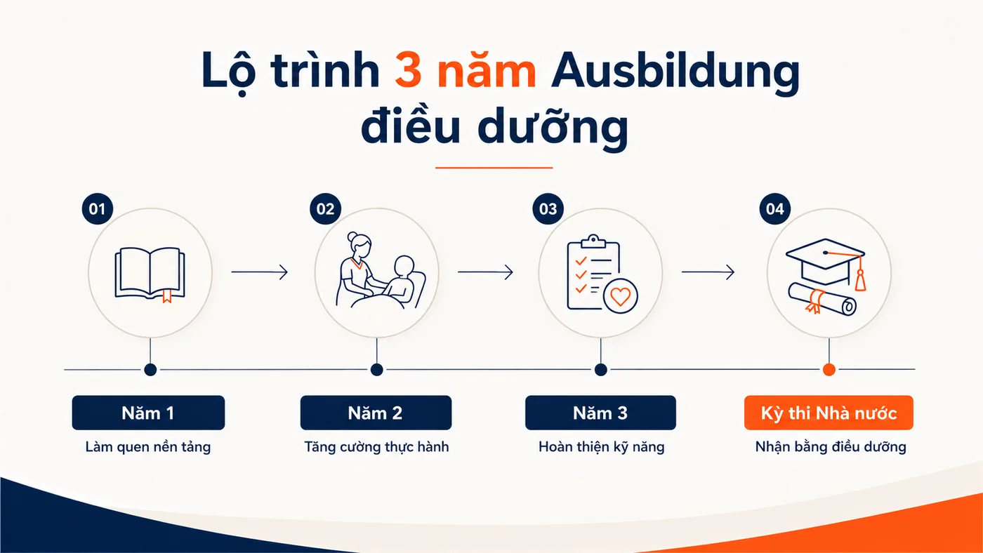 Lộ trình 3 năm Ausbildung điều dưỡng tại Đức